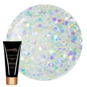 Polygel REVOMAX GEL LUXORISE Lime Glitter, 15ml - Img 1
