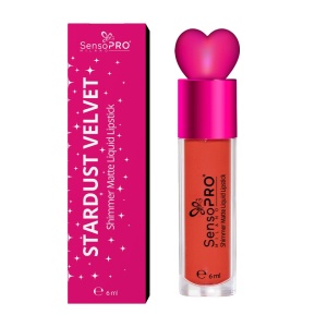 Ruj Lichid Mat cu Sclipici Stardust Velvet - SensoPRO Milano, Aurora Red - Img 2
