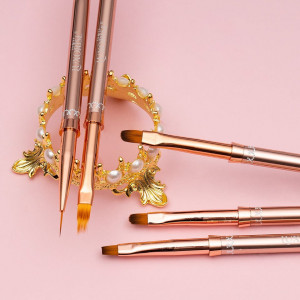 Set 5 Pensule Manichiura Nail Art & Constructie Unghii LUXORISE, Rose Gold - Img 2