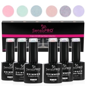 Set 6 Shimmer Rubber Base 10ml SensoPRO Milano, Radiant Princess