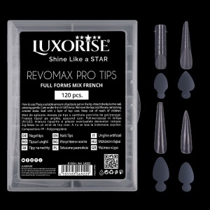 Tipsuri Reutilizabile REVOMAX PRO TIPS LUXORISE Mix French - Full Forms, 96 Tips & 48 French Stickers