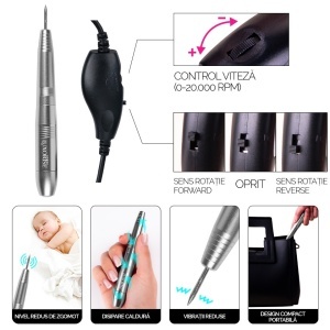 Freza Unghii cu Capat USB Titanium Travel - LUXORISE, Silver - Img 10