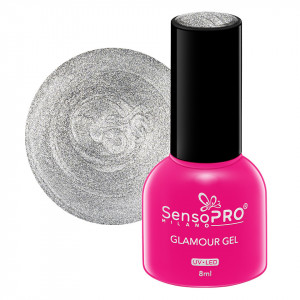 Oja Semipermanenta Glamour Gel SensoPRO Milano - #56 Silver Sparkle, 8ml