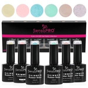 Set 6 Shimmer Rubber Base 10ml SensoPRO Milano, Radiant Princess