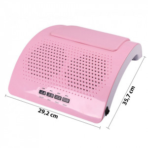Aspirator praf unghii cu 2 Motoare 60W Dual Fusion Elite + Lampa LED LUXORISE , Roz - Img 5