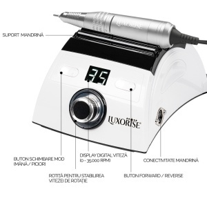 Freza unghii profesionala Energy PRO - LUXORISE , 35.000 RPM, White - Img 3