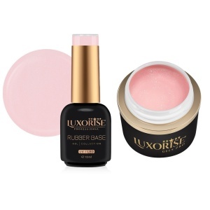 Set Gel Constructie si Rubber Base, Natural Blush - LUXORISE