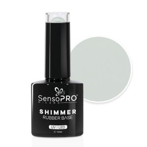 Shimmer Rubber Base SensoPRO Milano 10ml, Milky White Shimmer Blue #02