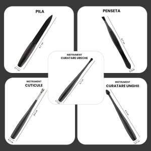 Trusa Manichiura Black LUXORISE, 9 piese - Img 4