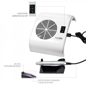 Aspirator praf unghii cu Freza Electrica Tornado Supreme 40W Silver - LUXORISE , alb - Img 5