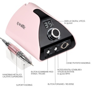 Freza unghii profesionala Energy Elite - LUXORISE , 35.000 RPM, Pink - Img 7