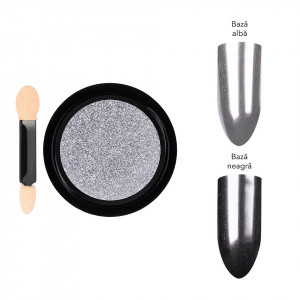Pigment Unghii LUXORISE Mirror Powder, Silver - Img 3