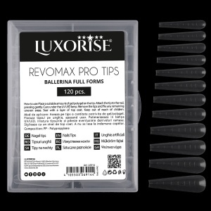 Tipsuri Reutilizabile REVOMAX PRO TIPS LUXORISE Ballerina - Full Forms pentru Polygel si gel, 120 buc