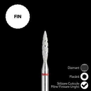 Capat Freza Unghii Diamant Cuticule LUXORISE Flacara, fina #250 - Img 3