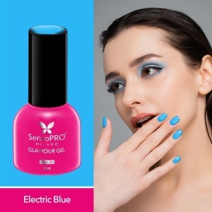 Oja Semipermanenta Glamour Gel SensoPRO Milano - #34 Electric Blue, 8ml - Img 2