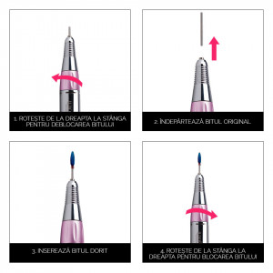 Pila electrica profesionala PowerPRO Elite - LUXORISE , 30.000 RPM, Pink - Img 3