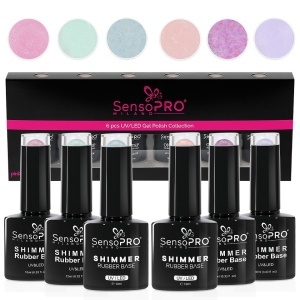 Set 6 Shimmer Rubber Base 10ml SensoPRO Milano, Radiant Princess