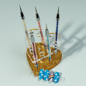 Suport pensule unghii si ustensile manichiura LUXORISE Golden Heart, 12 sloturi - Img 2