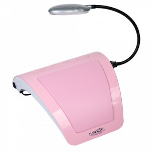Aspirator praf unghii cu 2 Motoare 60W Dual Fusion Elite + Lampa LED LUXORISE , Roz - Img 2