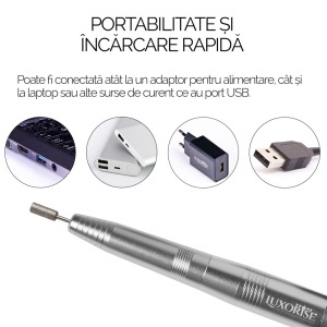 Freza Unghii cu Capat USB Titanium Travel - LUXORISE, Silver - Img 8