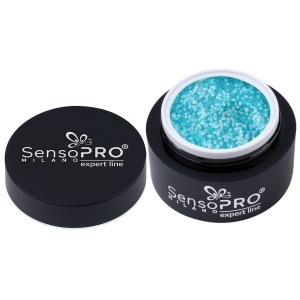Gel Constructie Unghii Expert Line FrostedConfetti, SensoPRO Milano - Aqua 15ml - Img 2