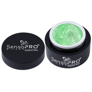 Gel Constructie Unghii Expert Line FrostedConfetti, SensoPRO Milano - Mint 15ml - Img 2