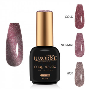 Oja Semipermanenta LUXORISE MAGNETICA - ThermoCharm, Garnet Glitz 10ml - Img 2