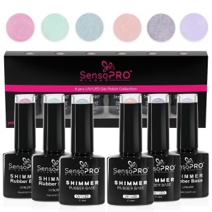 Set 6 Shimmer Rubber Base 10ml SensoPRO Milano, Radiant Princess