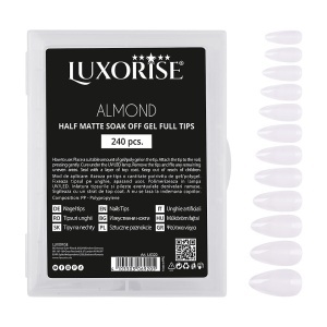 Tipsuri Unghii Dizolvabile Migdala Soak Off - Half Matte Full Nail, 240 buc