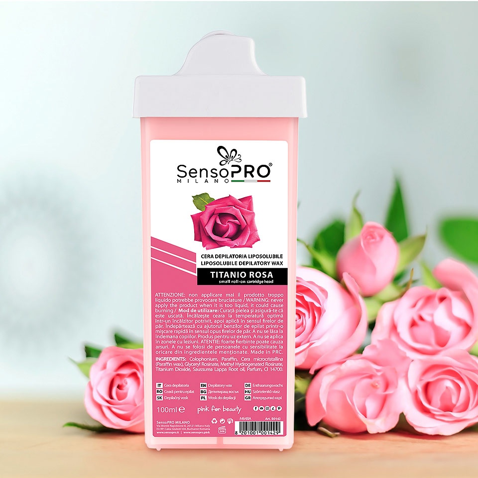 Ceara Epilat Unica Folosinta SensoPRO Milano, Rezerva Titanio Rosa 100ml, Aplicator Ingust - 2 | YEO