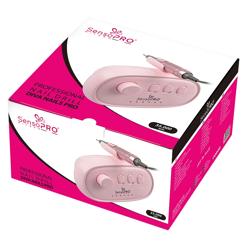 Freza Unghii Profesionala Diva Nails 35.000RPM - SensoPRO Milano, Pink - 2 | YEO