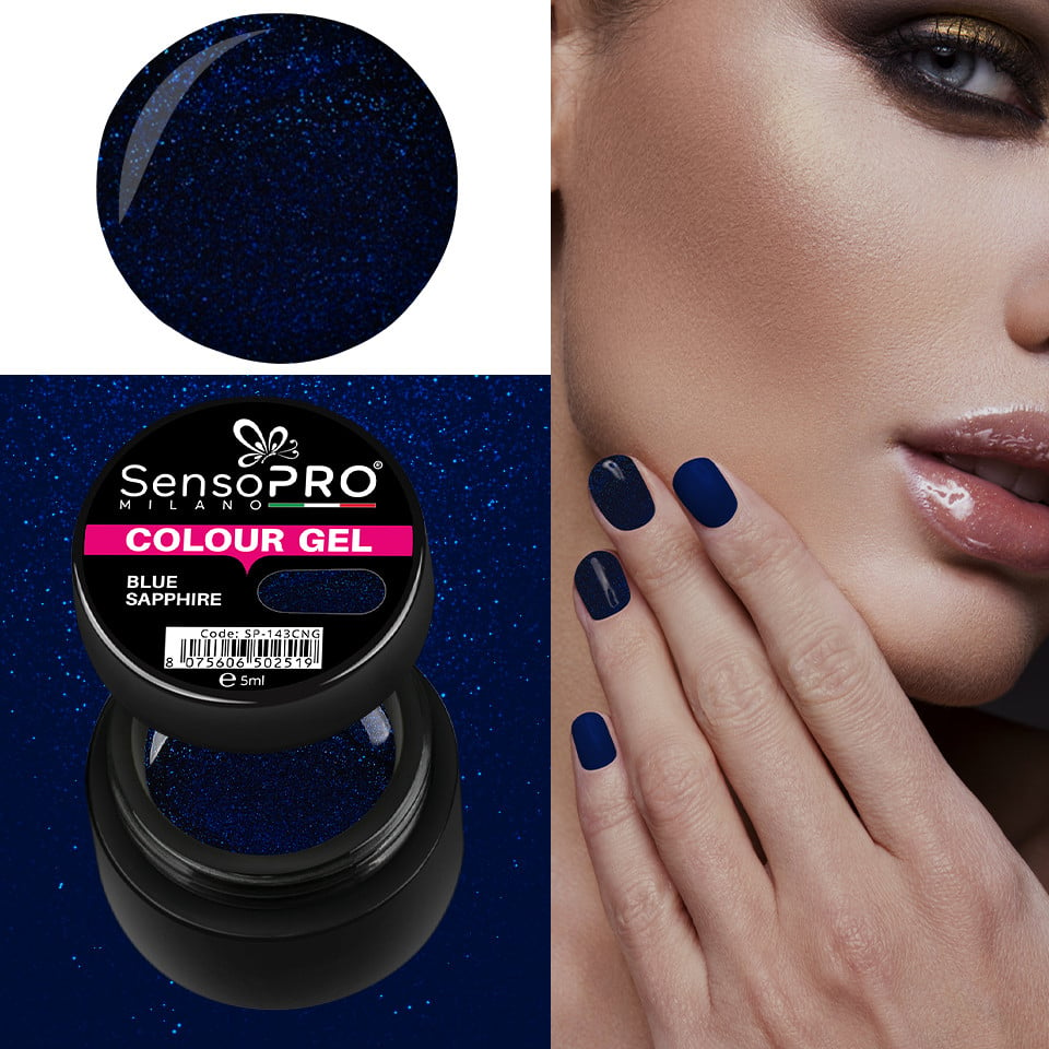 Gel UV Colorat Blue Sapphire 5ml, SensoPRO Milano - 2 | YEO