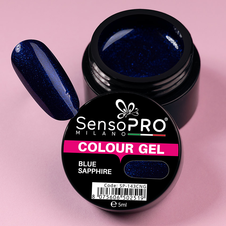 Gel UV Colorat Blue Sapphire 5ml, SensoPRO Milano - 3 | YEO