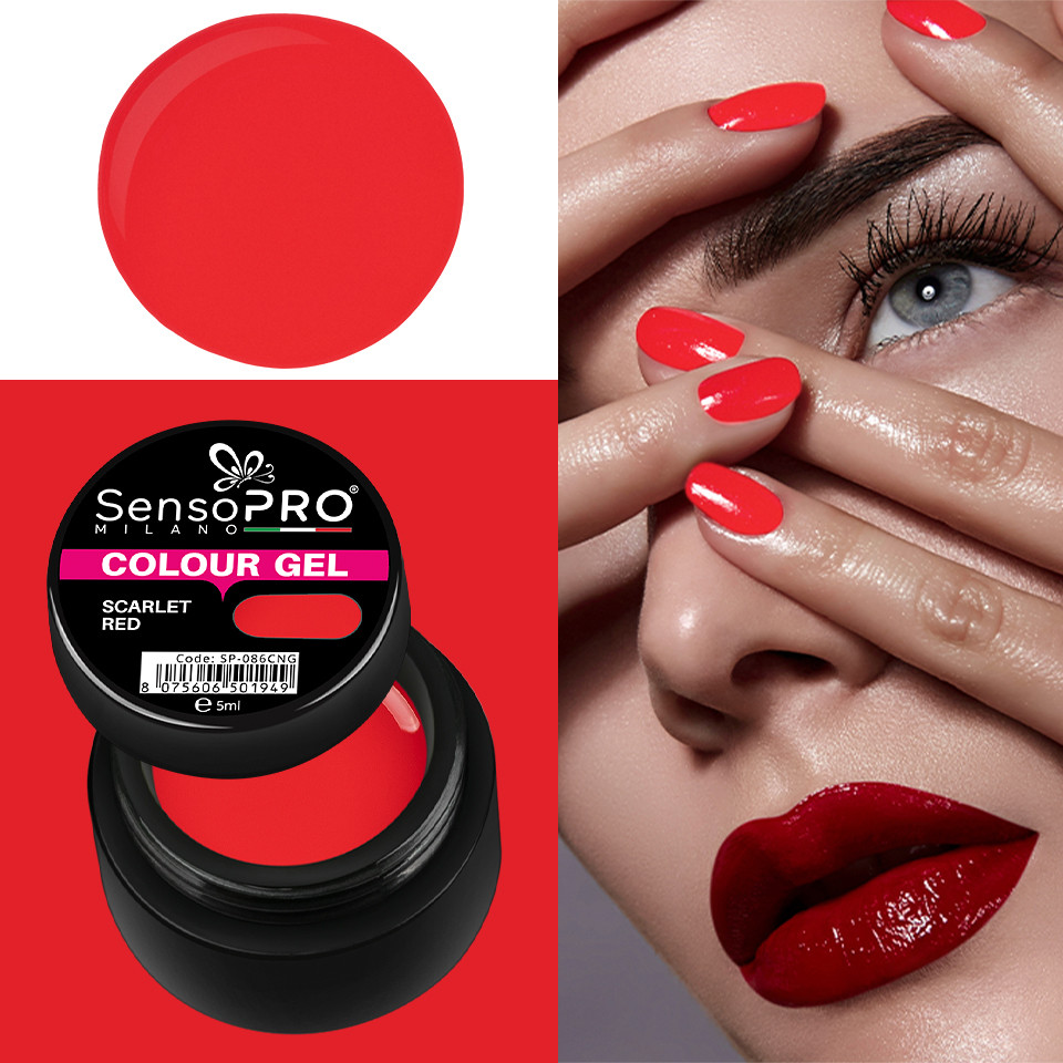 Gel UV Colorat Scarlet Red 5ml, SensoPRO Milano - 2 | YEO