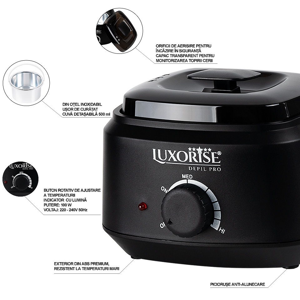 Incalzitor Ceara Profesional PRO WAX 200 - LUXORISE, Black - 1 | YEO