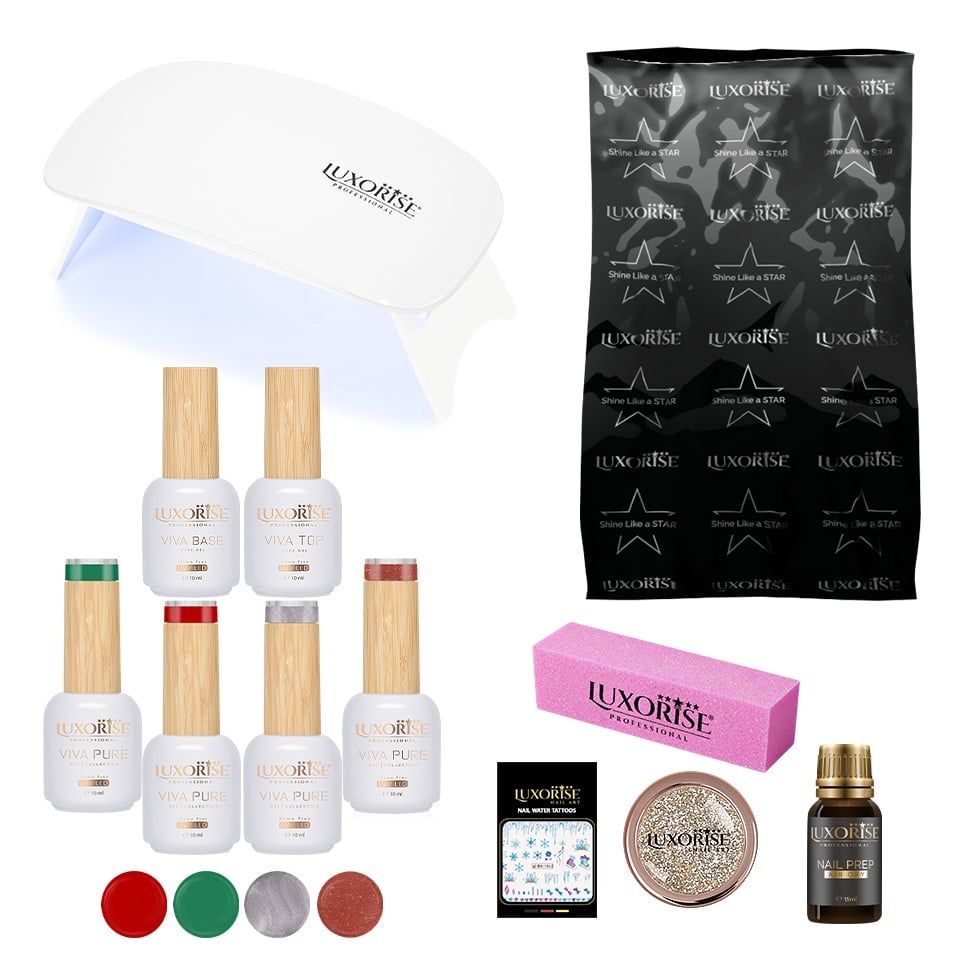 Kit Oja Semipermanenta LUXORISE 10ml cu Lampa UV Magic Holiday