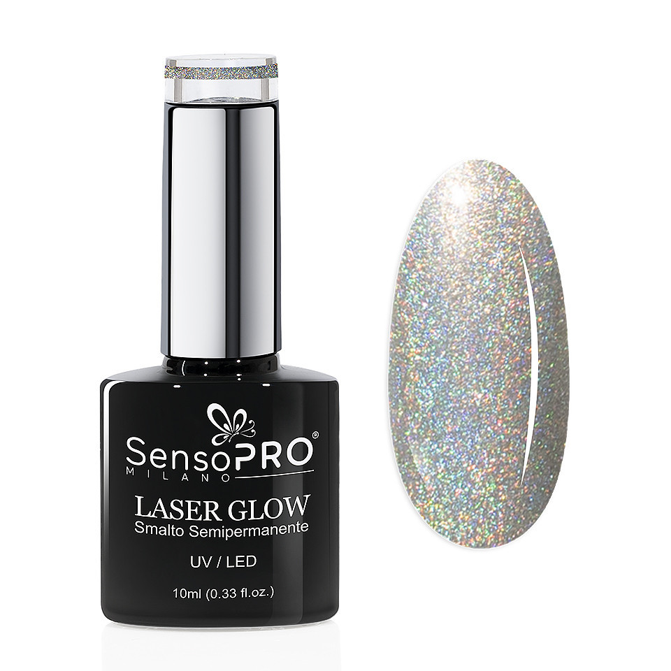 Oja Semipermanenta Holografica Laser Glow SensoPRO Milano 10ml, Aurora Glam #01 - 2 | YEO