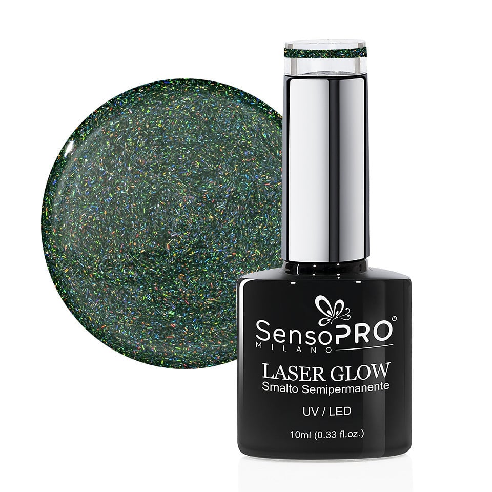 Oja Semipermanenta Holografica Laser Glow SensoPRO Milano 10ml, Rare Emerald #25