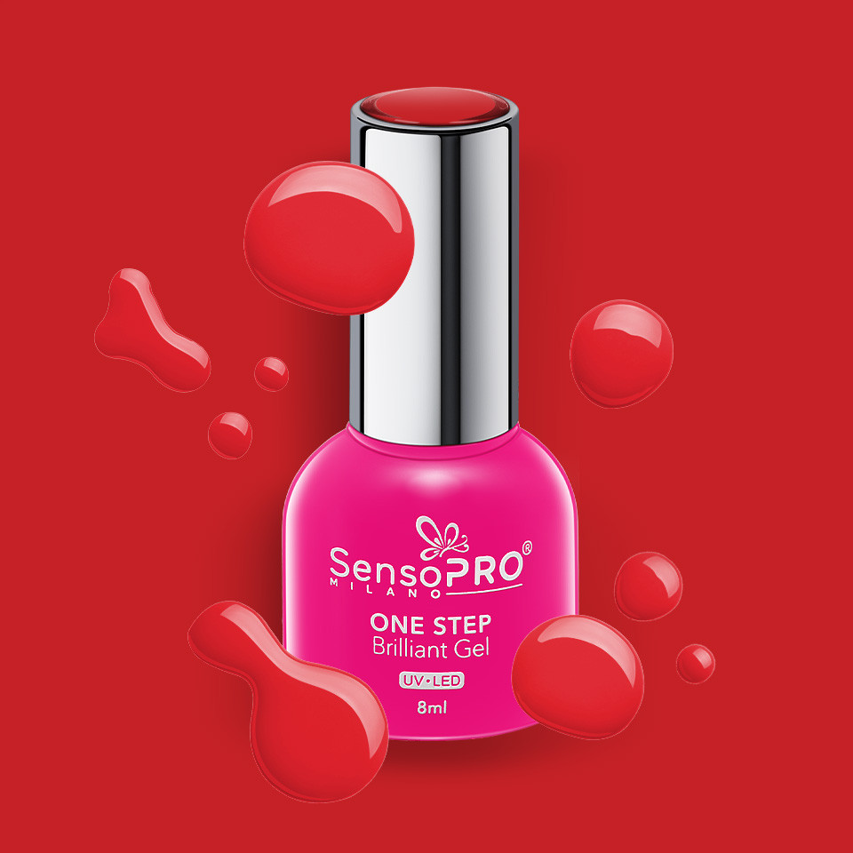 Oja Semipermanenta One Step Brilliant Gel SensoPRO Milano 8ml, Red Velvet #06 - 1 | YEO