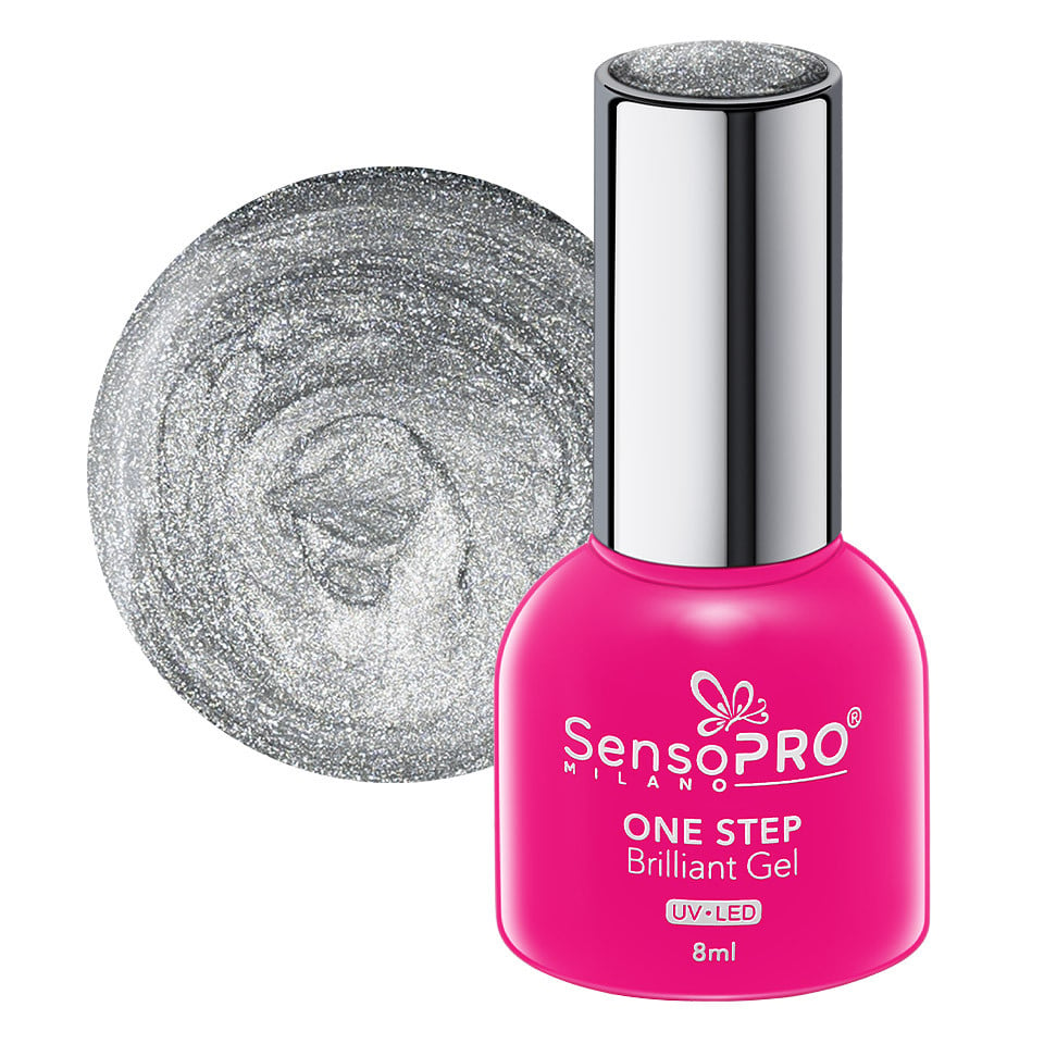 Oja Semipermanenta One Step Brilliant Gel SensoPRO Milano 8ml, Silver Time #75