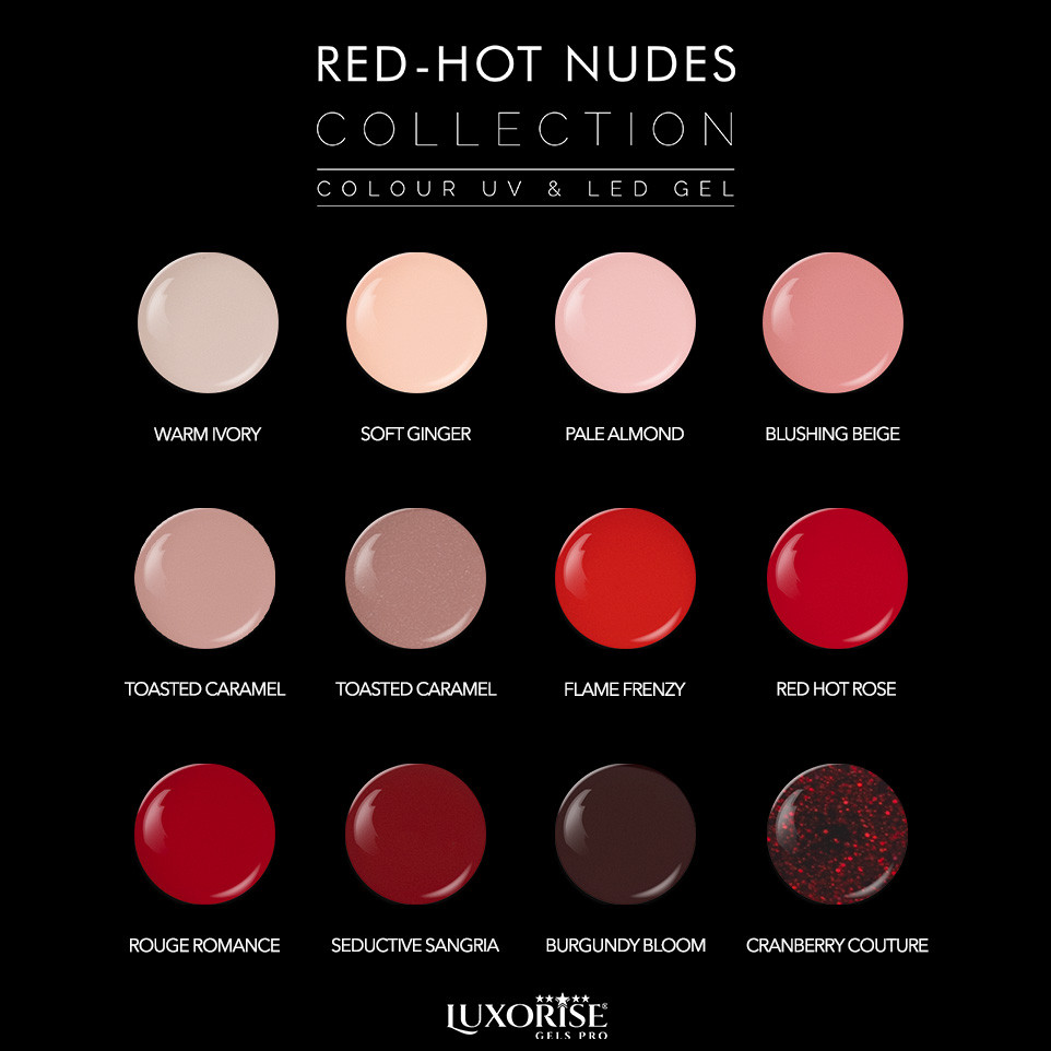 Set 12 Geluri UV Colorate LUXORISE, Red-Hot Nudes - 3 | YEO