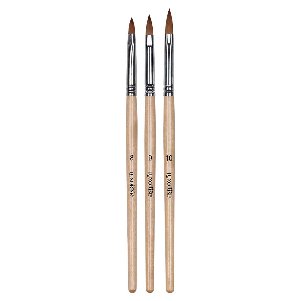 Set 3 Pensule Unghii Acril - Limba de Pisica LUXORISE - nr. 8, 9, 10 - 1 | YEO