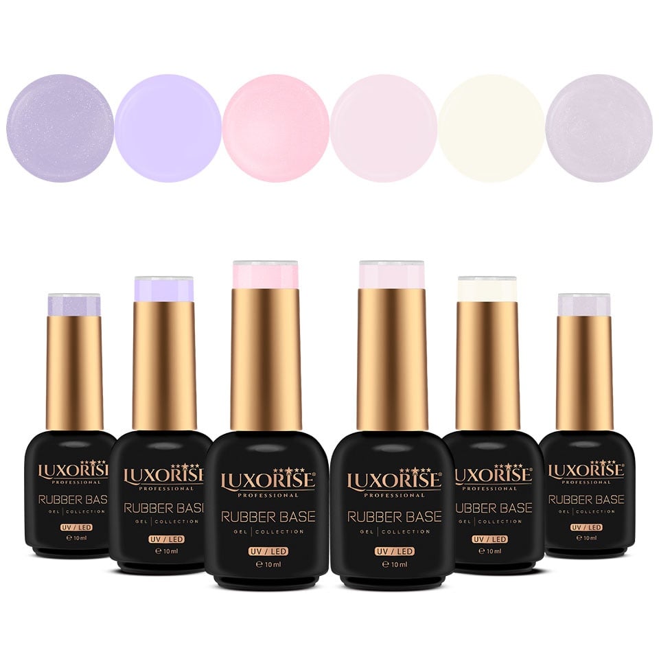 Set 6 Rubber Base 10ml LUXORISE, Glam Crush