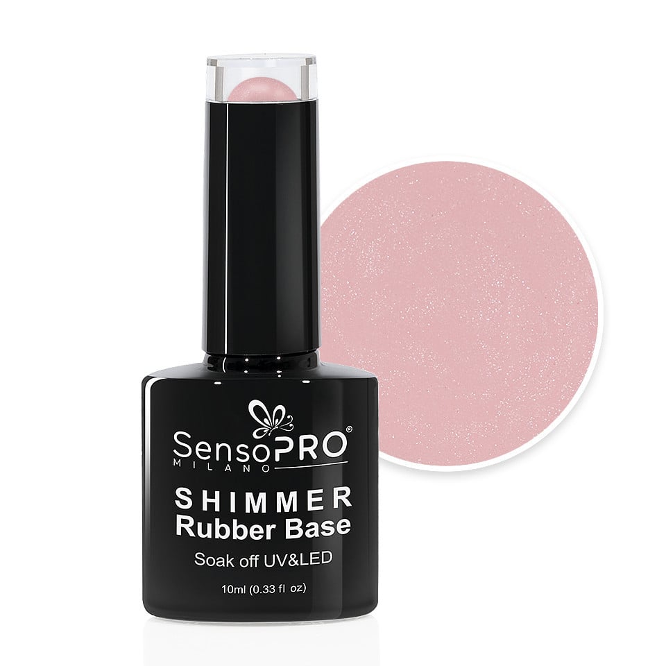 Shimmer Rubber Base SensoPRO Milano - #06 Rare Rose Shimmer Silver, 10ml