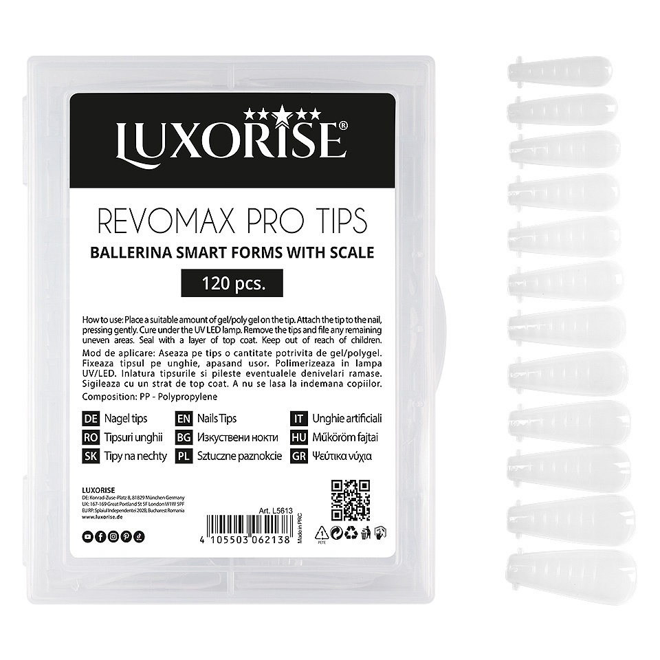 Tipsuri Reutilizabile Polygel & Gel REVOMAX PRO TIPS LUXORISE Ballerina, 120 buc - 2 | YEO