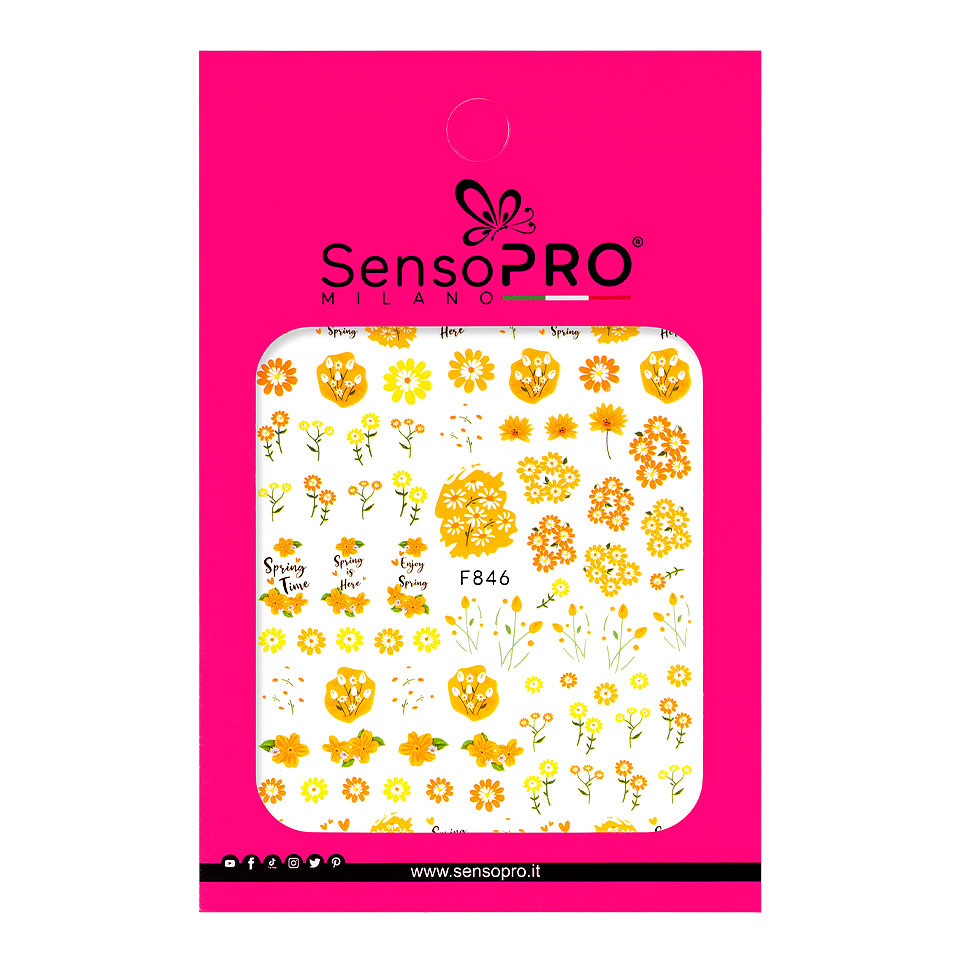 Abtibilduri Unghii SensoPRO Milano Flower Yellow Breeze, model F846 - 1 | YEO