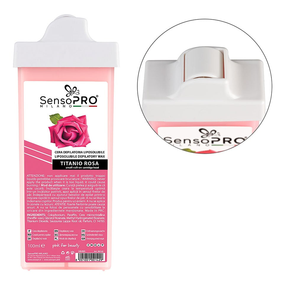 Ceara Epilat Unica Folosinta SensoPRO Milano, Rezerva Titanio Rosa 100ml, Aplicator Ingust