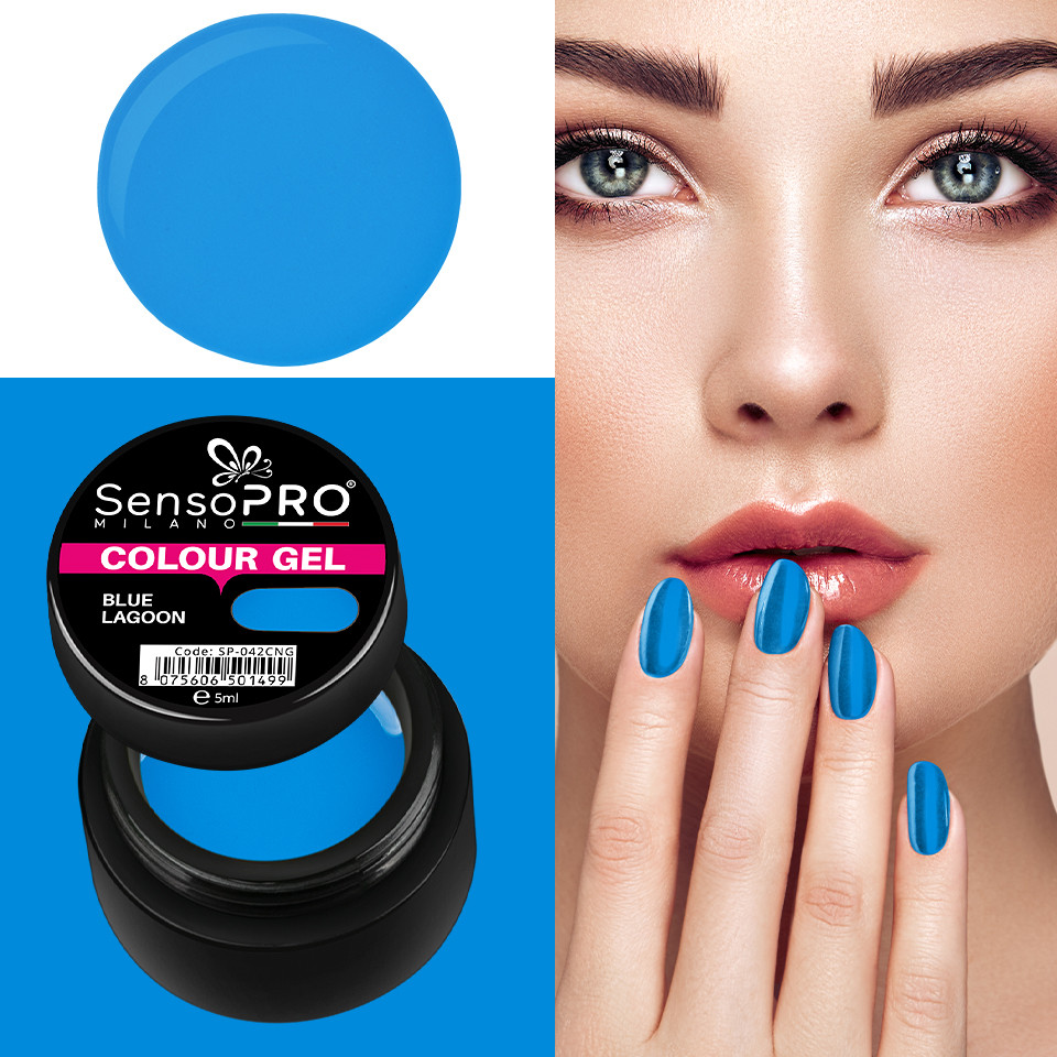 Gel UV Colorat Blue Lagoon 5ml, SensoPRO Milano - 3 | YEO