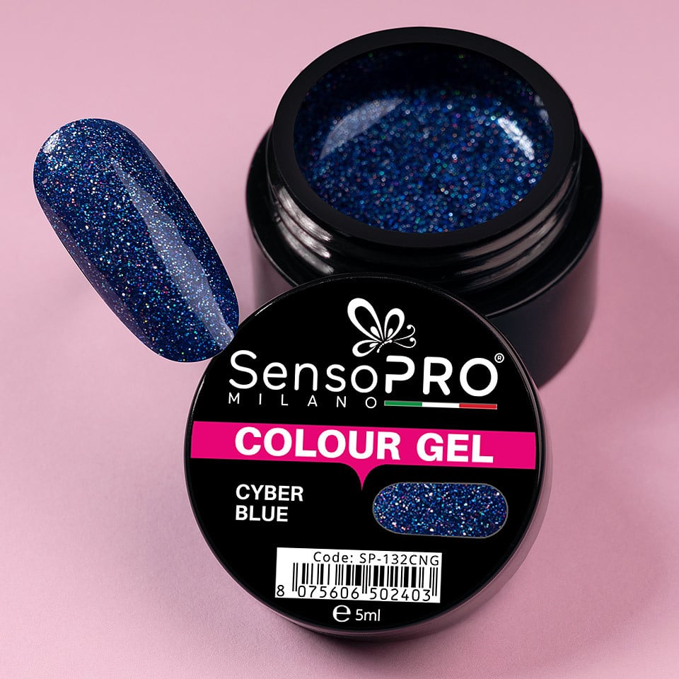 Gel UV Colorat Cyber Blue 5ml, SensoPRO Milano - 3 | YEO