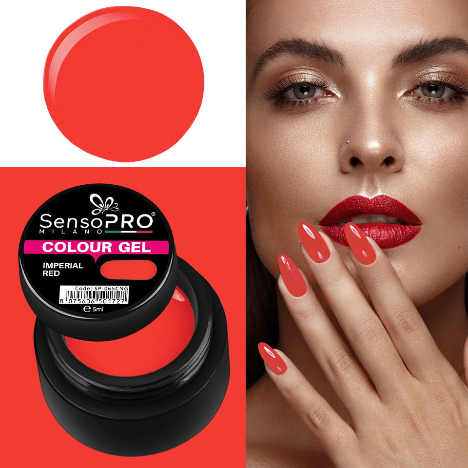 Gel UV Colorat Imperial Red 5ml, SensoPRO Milano - 3 | YEO